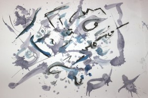 "Untitled" 2015. Pencil, charcoal and oil paint on paper. 420 cm x 594 cm.