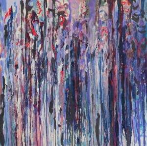 "untitled" 2015. Pencil, oil, acrylic and emulsion paint on canvas. 150cm x 150cm.