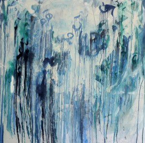 "Untitled" 2015. Pencil, oil, acrylic, gloss and emulsion paint. 150cm x 150cm.