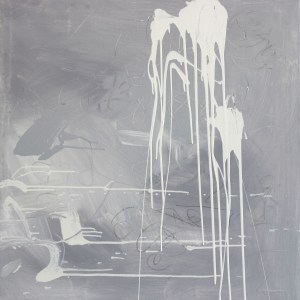 "Reconciliation at 4 am #3" 2015. Pencil, grit, oil, gloss and emulsion paint on canvas. 147 cm x 147 cm.