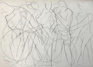 "Woman with hoop" 2014. Pencil on paper. 297 cm x 420 cm.