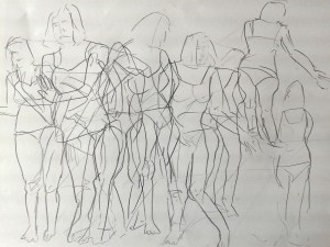 "Woman with mirror" 2014. Pencil on paper. 420 cm x 594 cm